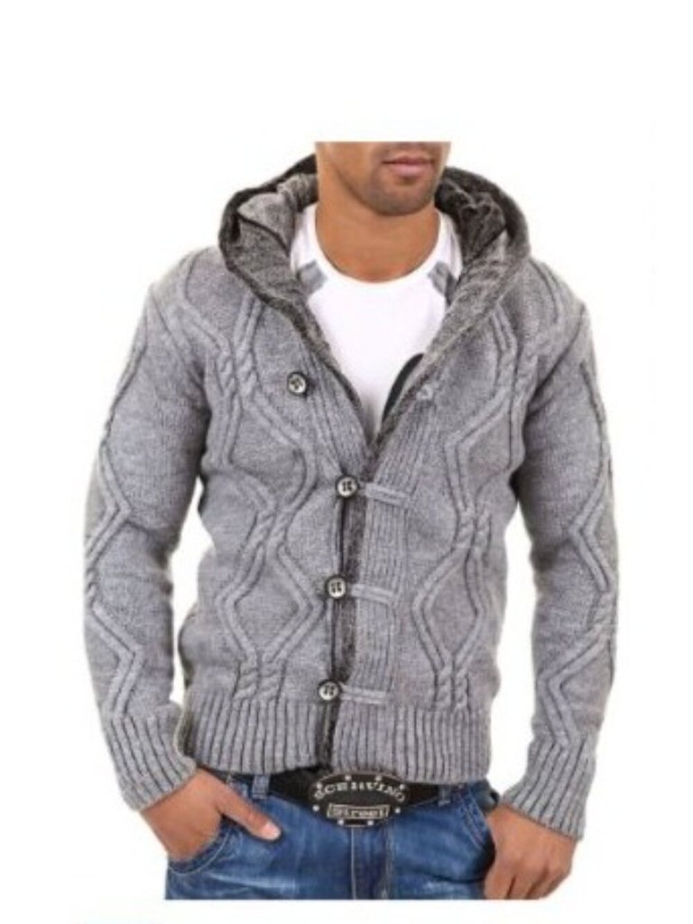 CARISMA Mens hooded sweater jacket cardigan grey Size XL New